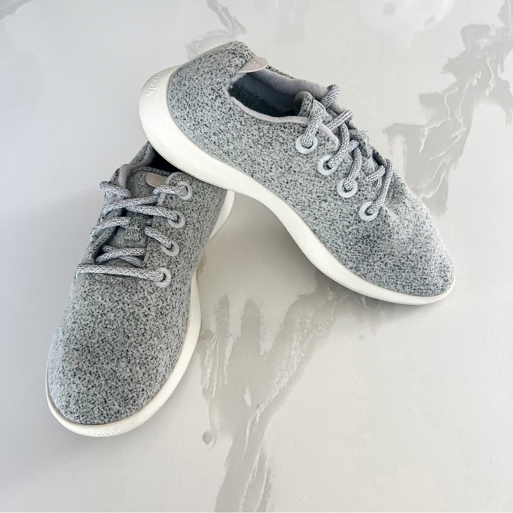 Allbirds Wool Runner Merino Gray Black and White Sneakers Womens Sz 8